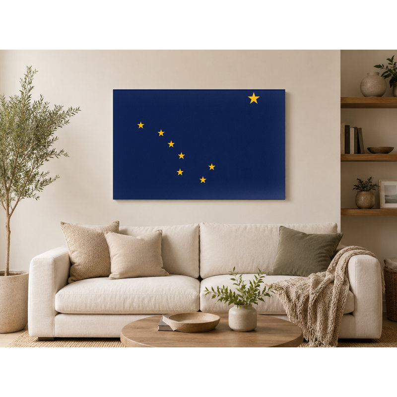 Alaska State Flag - Art mural sur toile paysage, 18" W x 12" H
