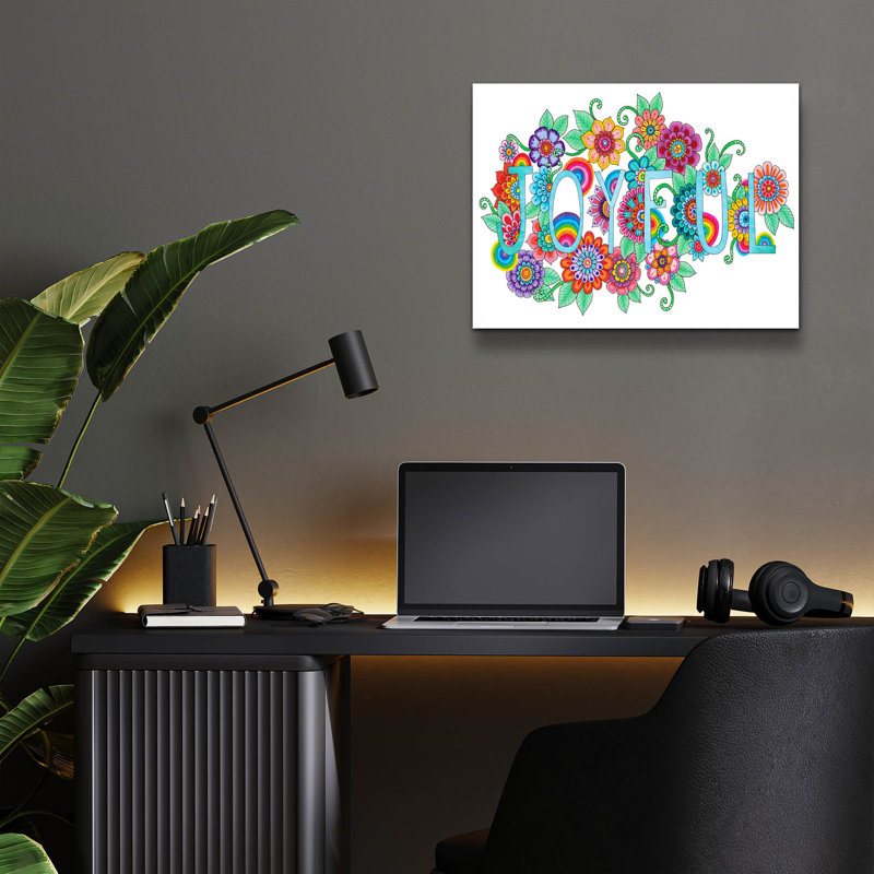 «Joyful» par Hello Angel, art mural en verre acrylique, H 12 po x l 16 po x P 0,13 po