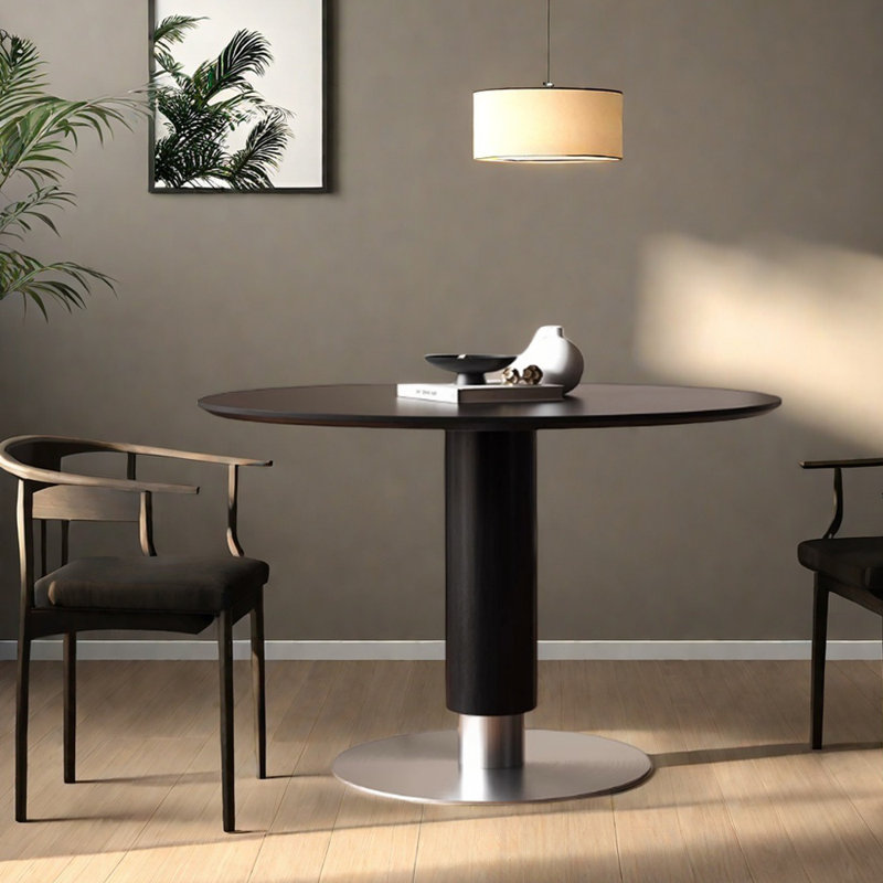 Table ronde décontractée Modern Slimal Rock, Noir, noir, noir, noir, H 29,52 po x L 43,3 po x l 43,3 po