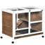 Cage à lapin brune avec roulettes, bureau et table d'appoint, bois imperméable - Tissu respirant