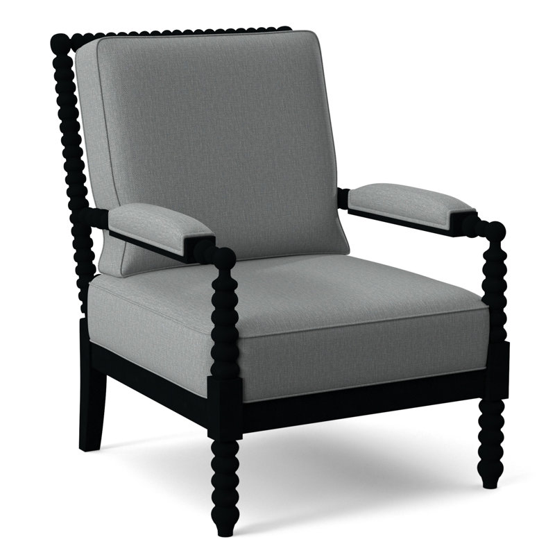 Jamilla Armchair, Light Blue Performance Fabric; 0851-55, Black Finish