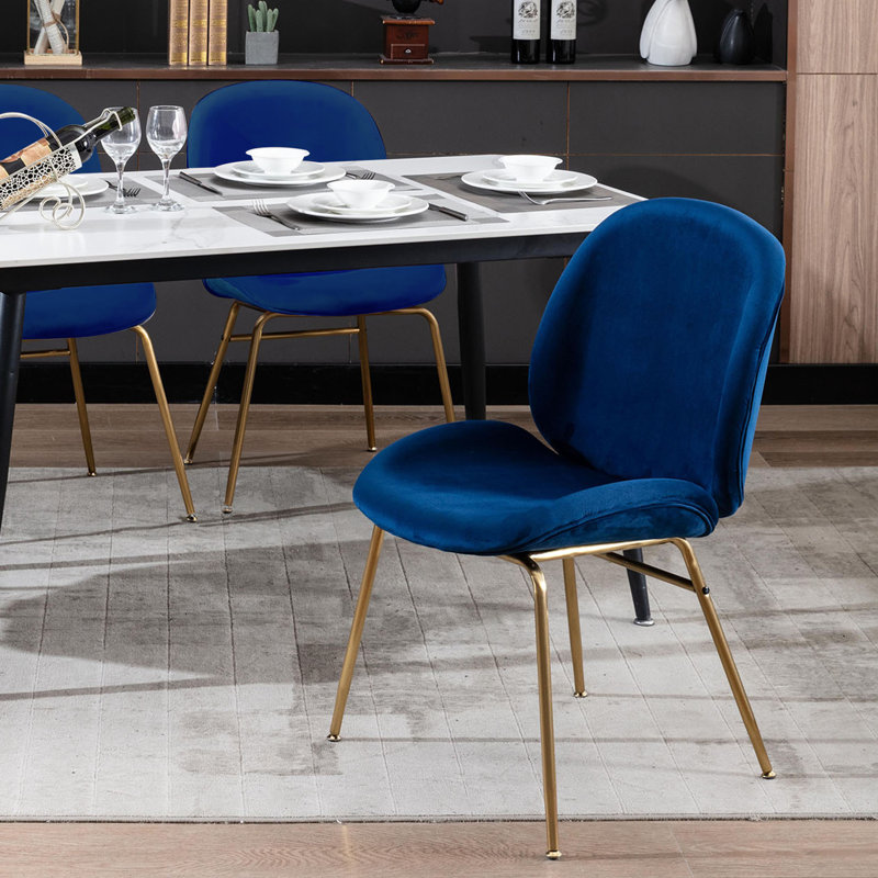 Shae 46cm H Velvet Upholstered Side Chair, Blue