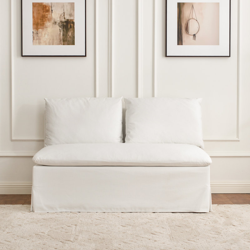 Crampton Performance Fabric Down Fill Slipcover Dining Bench, White