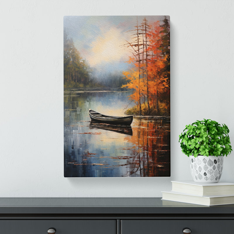 Boat On A Lake Informel - Wrapped Canvas, 60cm H x 40cm W x 3cm D