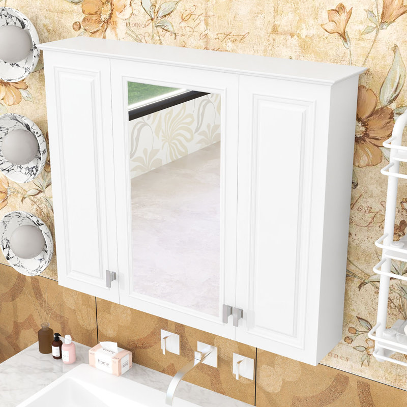 Medicine Cabinet with Mirrored Door and 5 Adjustable Shelves