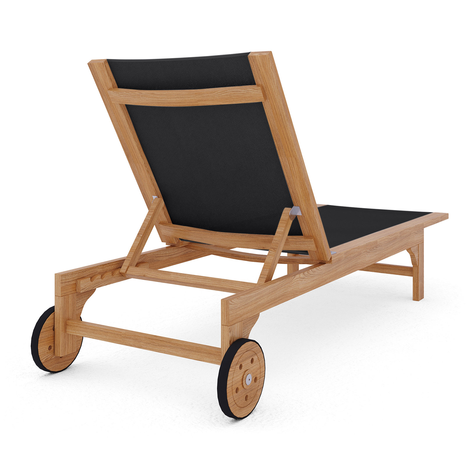 Marihelen 29" Teak Patio Chaise Lounge, Black