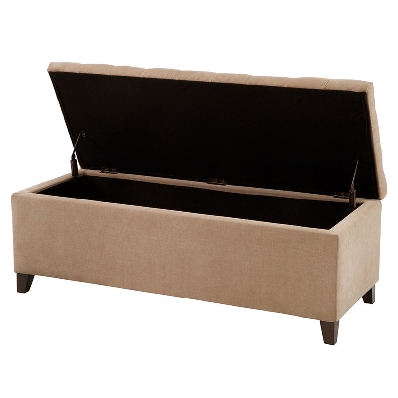 Storage Bench With Soft Close Lid And Upholstery Inside Upholstered Design Functional Interior, Sand