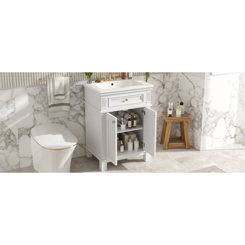 Meuble-lavabo avec lavabo et rangement, 24 po