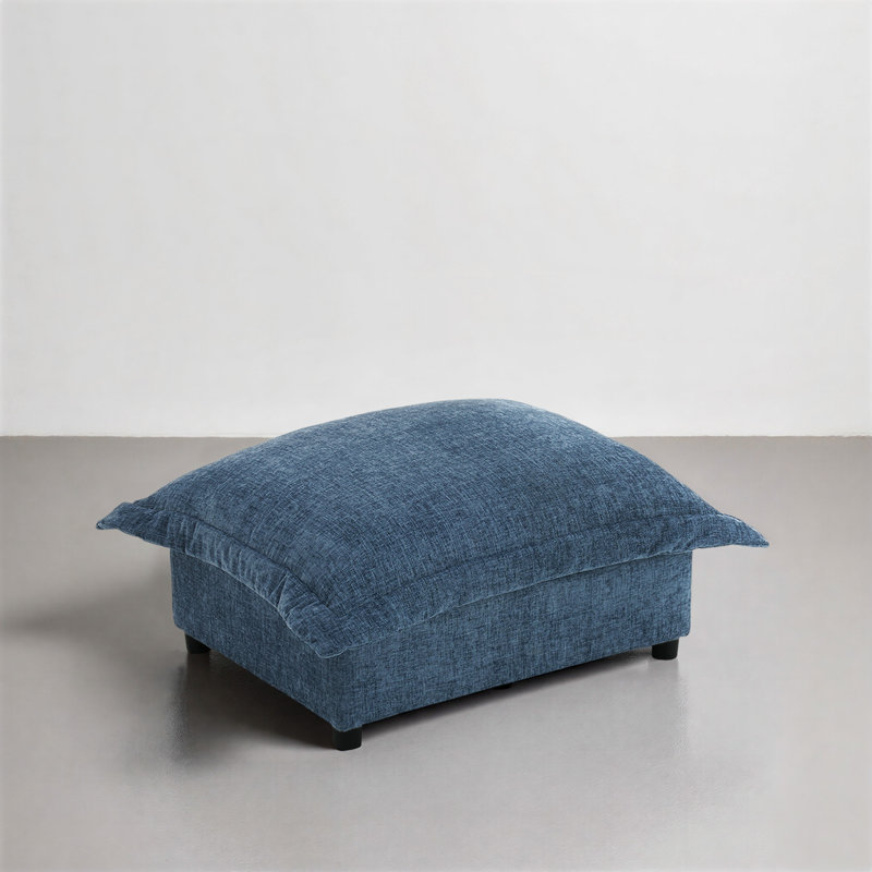 37.37cm Wide Rectangle Solid Colour Footstool Ottoman, Navy