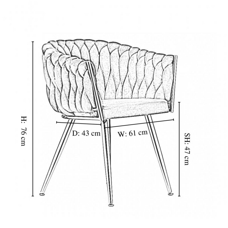 Abdurrahim Velvet Dining Chair - Ergonomic Tufted Back and Metal Legs - Button Back Armchair for Dining Room Living Room Restaurants