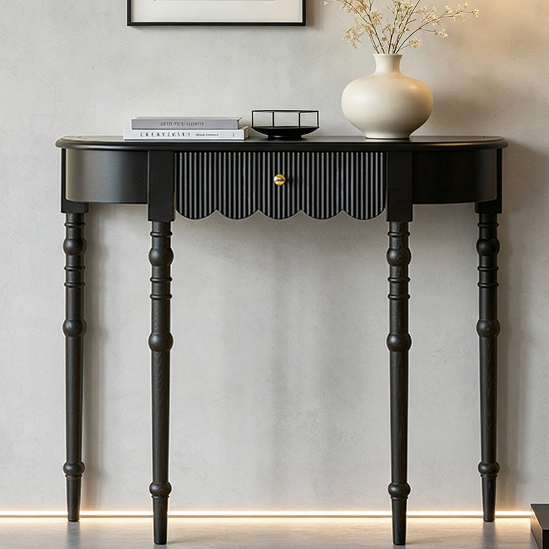 Console noire en bois massif, 31.5, Noir