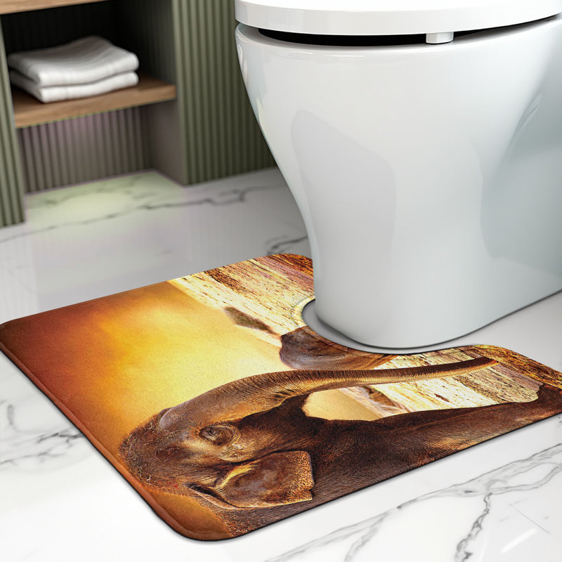  Zoo Toilet Mat U-Shape Bathroom Rug 20" x 16" Dark Orange and Orange