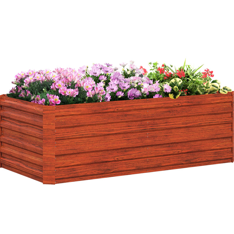 Dark Brown Raised Garden Bed, 6'x3'x2'. Metal Planter Box For Veggies, Flowers, Herbs. Reinforced, Open, Spacious Outdoor Planting Kit Area Galvanized Bed - 6' X 3' 2', Brown. Large Flowers &