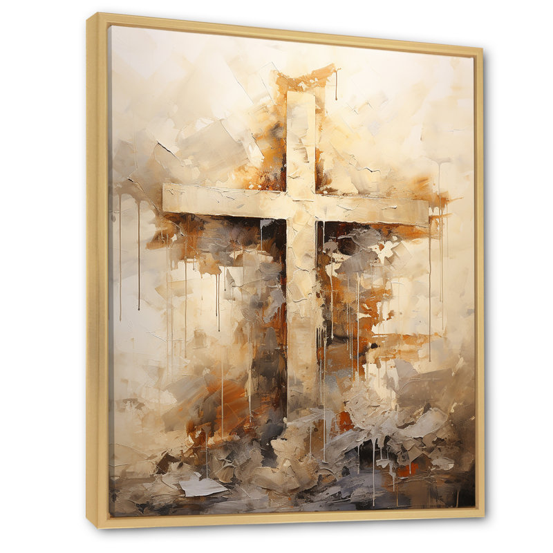Minimalisme, croix religieuse, H 32 po x l 24 po x P 1 po, Cadre flottant érable
