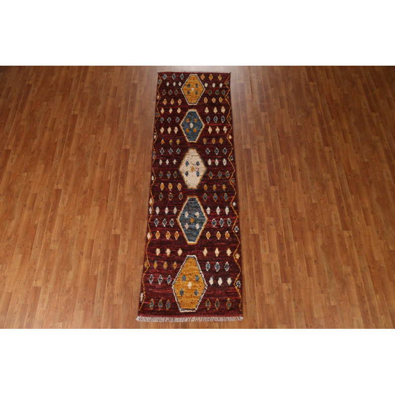 Tapis de couloir oriental en laine marocain en laine noué à la main 3 x 10