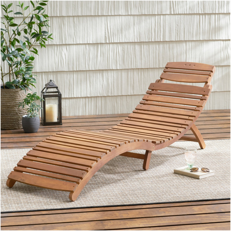 Lahaina Wood Foldable Chaise Lounge, Brown