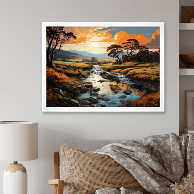 «Countryside River Bend Patchwork I», reproduction d'art sur toile