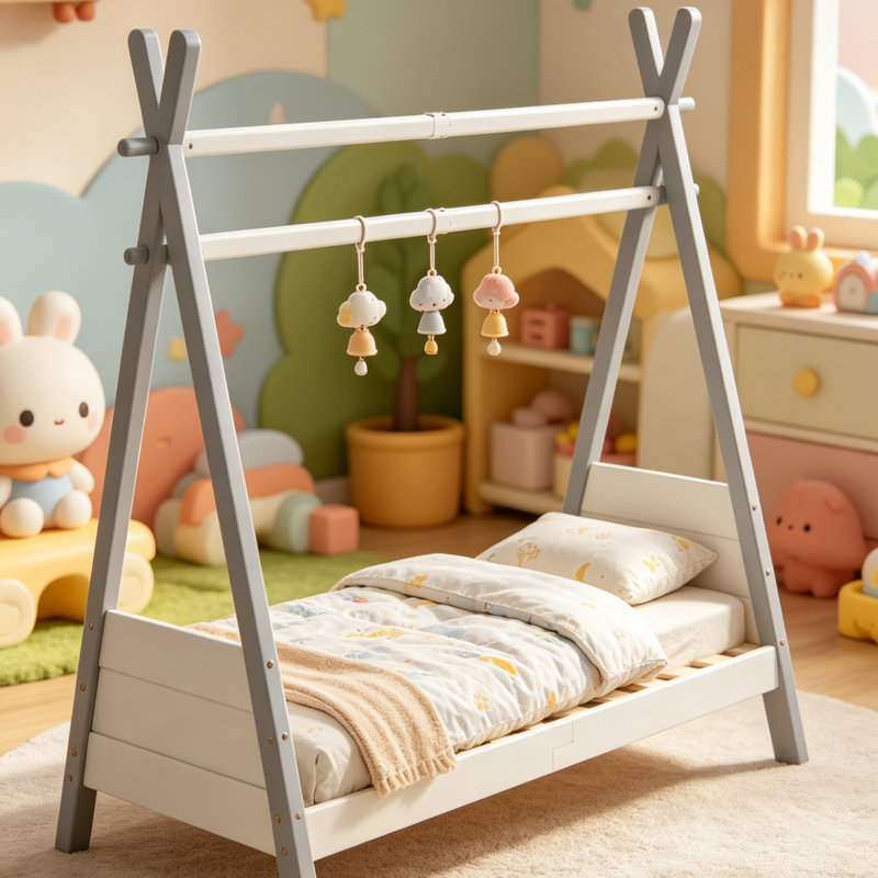 MORDEN FURNITURE Grey & White  Pine Wood Bed Frame