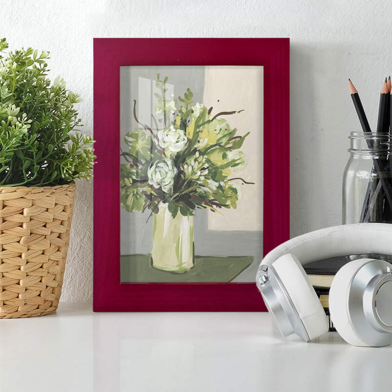 " Elegant Floral II ", Cherry Red, 6" H x 4" W x 1" D