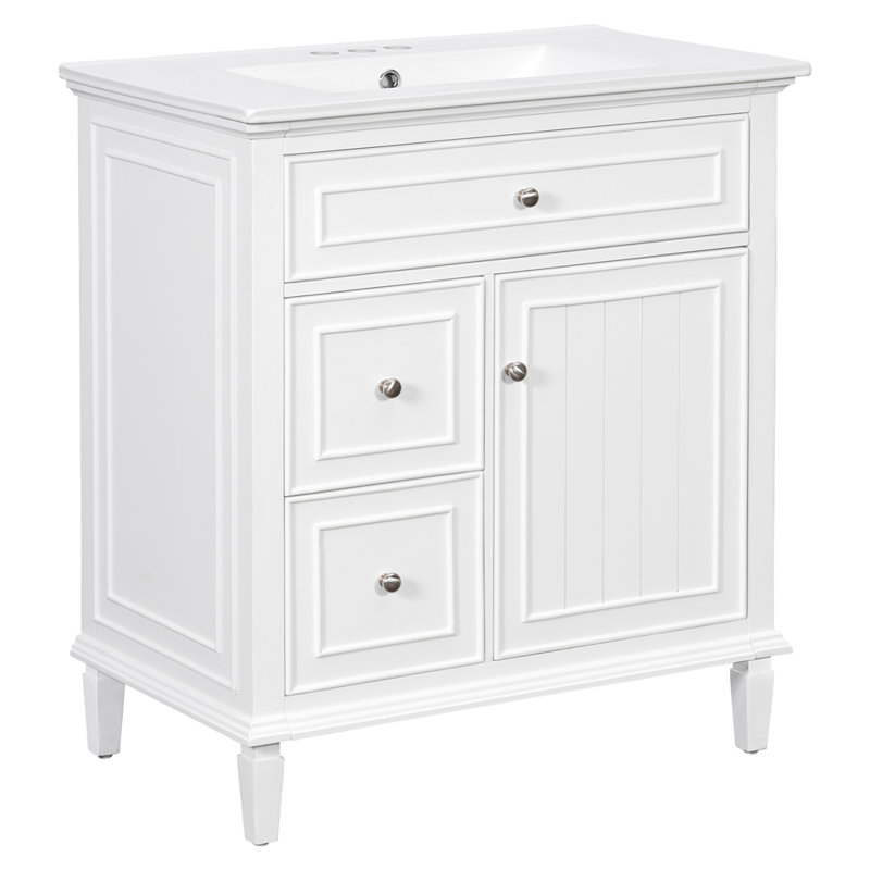 Meuble-lavabo 30 po avec lavabo, 30", Noir, Blanc