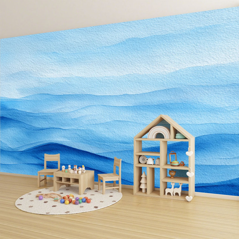 Papier peint auto-adhésif Peel and Stick Peaceful Watercolor Ocean Waves, L 96 po x l 69 po
