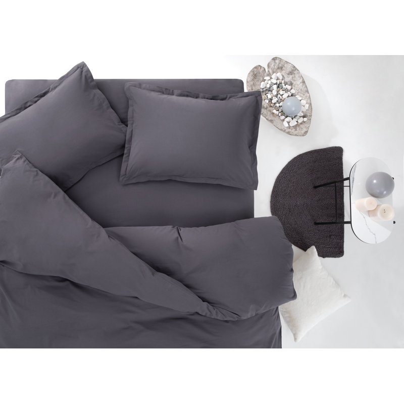 Penny Cotton Duvet Cover, King Duvet Cover, Anthracite