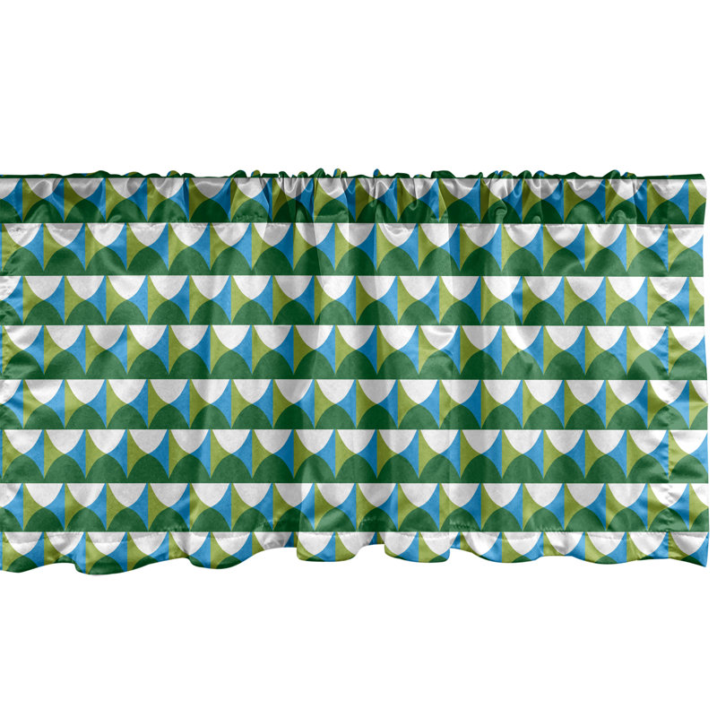 Ensemble de 2 cantonnières Ambesonne à motif géométrique abstrait bleu émeraude et vert pomme, L 42 po x L 12 po