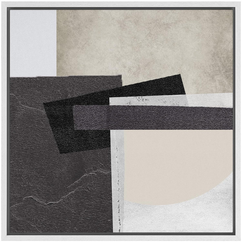 Impression sur toile encadrée sur bloc de couleur gris brun clair, Blanc, H 16 po x l 16 po
