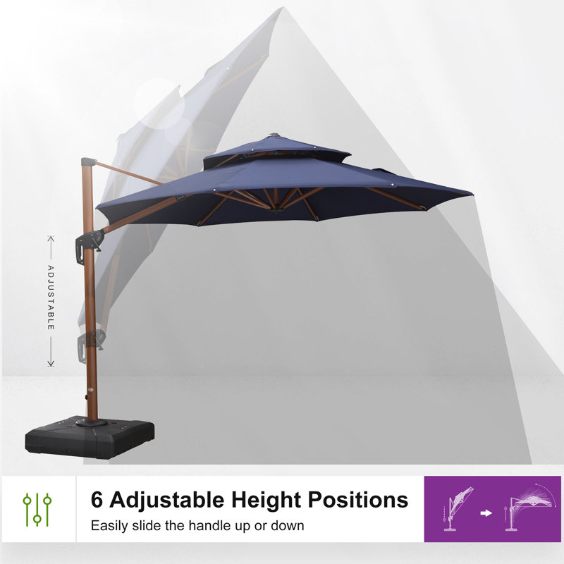 Parasol en porte-à-faux rond 120 po Fratello, Marine