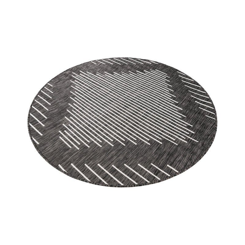 Tapis rayé intérieur / extérieur en polypropylène tissé à la machine, Rond 4 pi 1 po