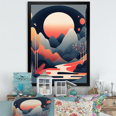 Pleine lune rouge sur les montagnes VI - reproduction sur toile