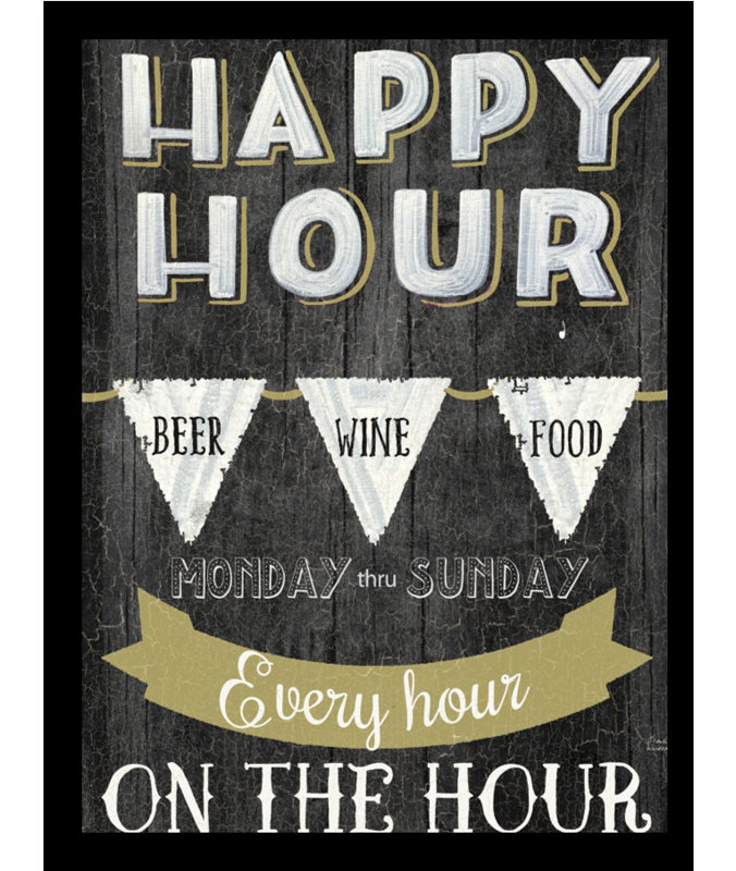 « Happy hour » par Marilu Windvand-impression d’art textuel sur papier, H 34,5 po x l 26,5 po x P 1 po