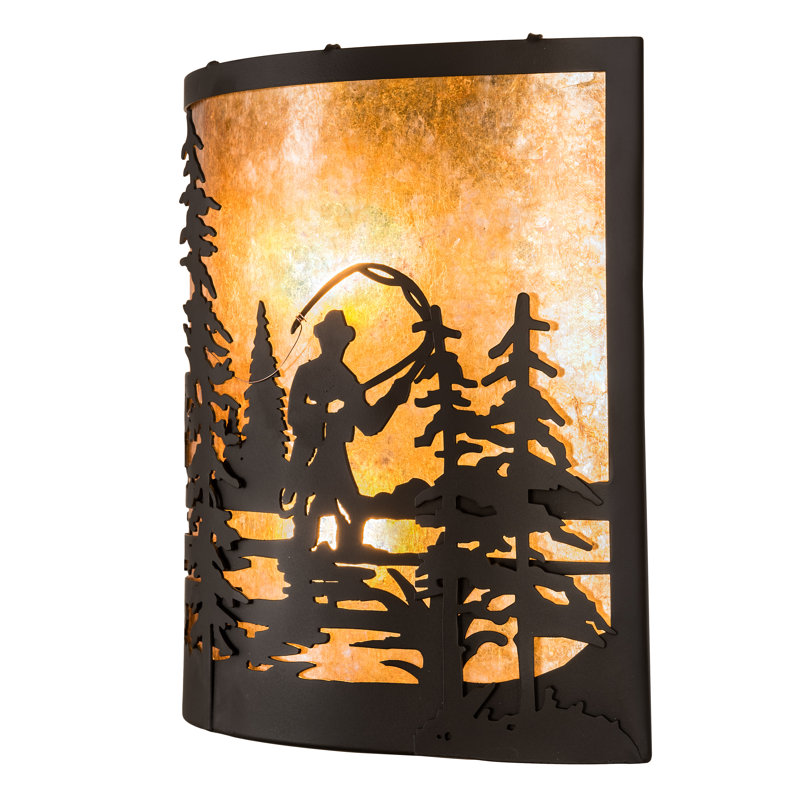 Fly Fishing Creek 2-Light Flush Mount, Amber, 2