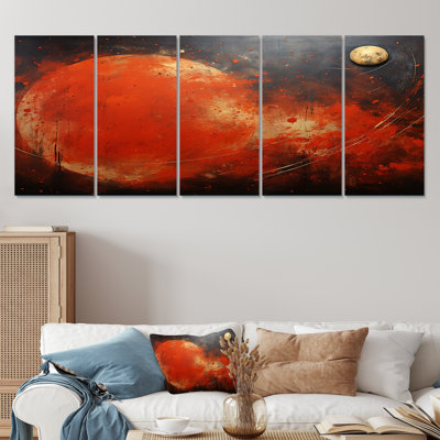 Black And Red Mars Planet - Planets 5 Piece Wall Art Set