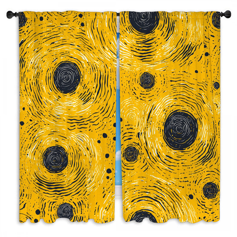Pattern Window Curtains  Abstract Mid Century Modern Drapes - 2 Panels, 40" W x 52" L