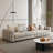 118'' Modern Luxury Faux Leather Sofa with Black Metal Base Wide Track Arms and Channel Stitching
