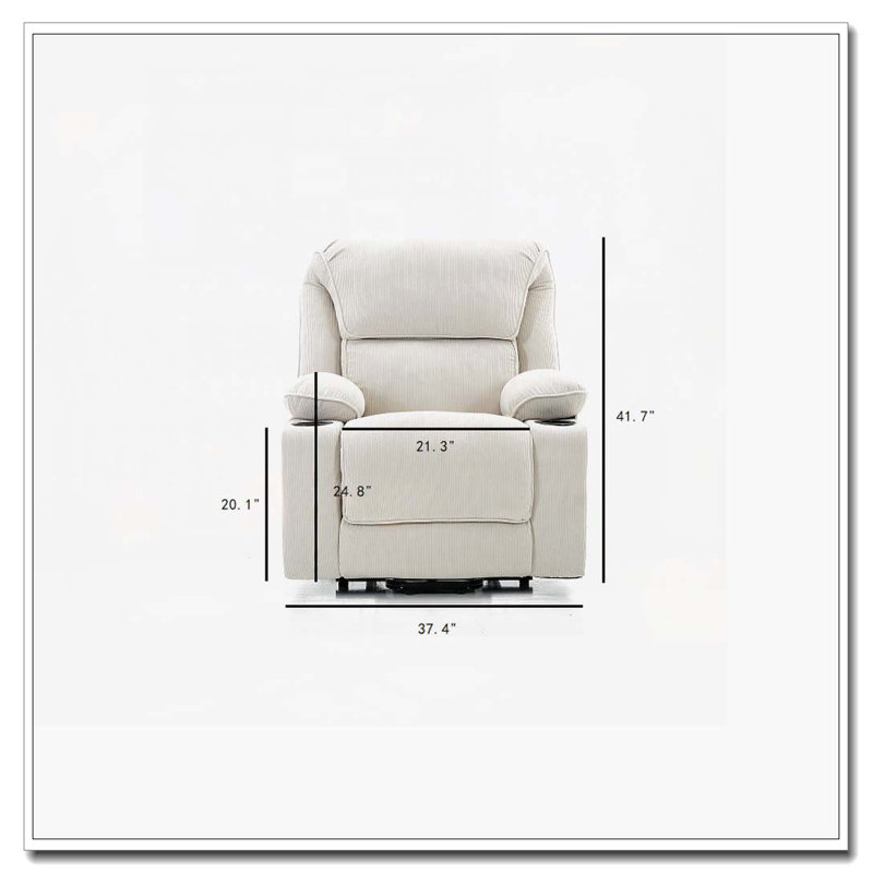 Fauteuil inclinable à télécommande chauffant et chauffant, Ivoire ivoire