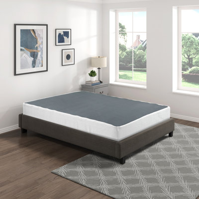 Sommier pour très grand lit, fabrication en métal noir, housse en tissu texturé, support à 12 lattes, métal facile à installer, hauteur de 8,5 po, à assembler