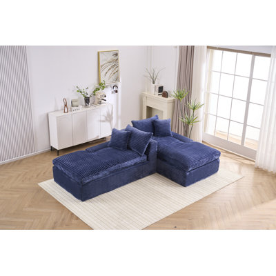 Canapé inclinable double à accoudoir double à compression latérale bleu