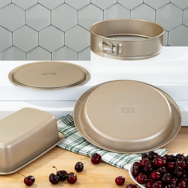 Beige Non-stick Carbon Steel 3-Piece Bake Pan Set