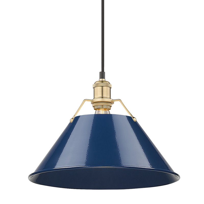 Weatherford 1 - Light Pendant, Matte Navy, Brushed Champagne Bronze, 131.5" H x 14" W x 14" D