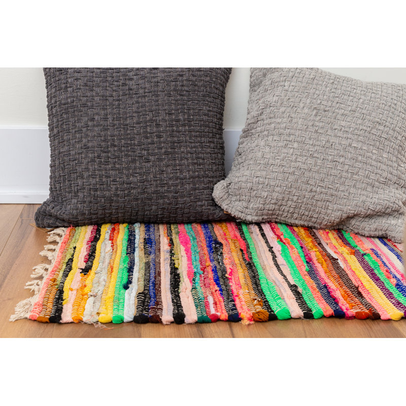 Tapis bleu / rouge / vert en coton Savh, Rectangle 4 pi x 6 pi