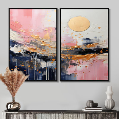 Gold And Pink Modern Liquid Shapes III - Gold Modern Wall Decor