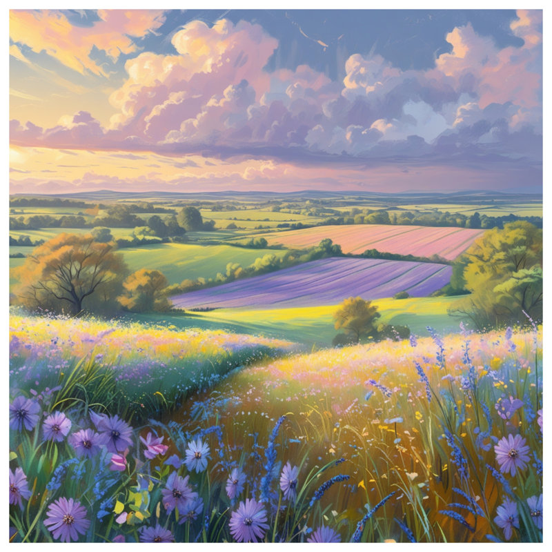 Housses de couette Vibrant Countryside Landscape, Très grand lit