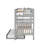 Tena Tall Solid Wood Standard Bunk Beds Twin over Twin with 4 Step Ladder and a Twin Trundle, Gray-2005313617