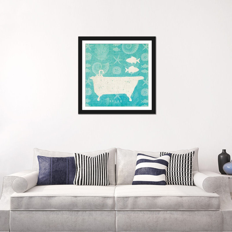 «Pacific Bath I», impression sur toile tendue, H 16 po x l 16 po x P 1 po, Papier beaux-arts encadré noir, Blanc