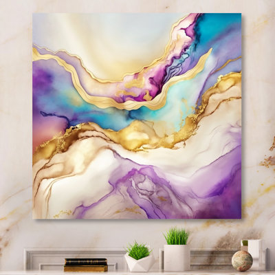 Liquide, univers avec une touche de V doré - reproduction sur toile