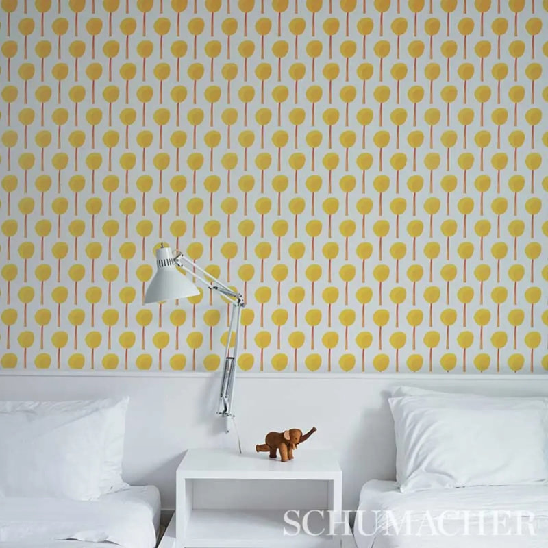 Schumacher x Peg Norriss Topiary Wallpaper, Marigold