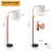 Modern Adjustable Arc Floor Lamp with Marble Base, Linen Shade & Pivoting Reading Light for Living Room, Bedroom & Reading Nook-892521040