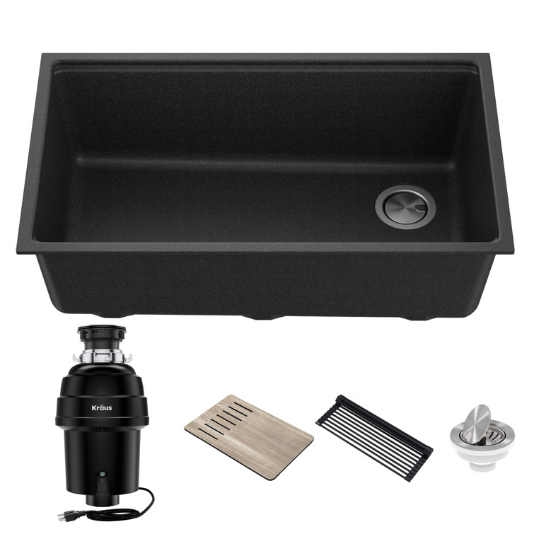 KRAUS Bellucci Workstation 32-in. Undermount Kitchen Sink with WasteGuard™ Garbage Disposal